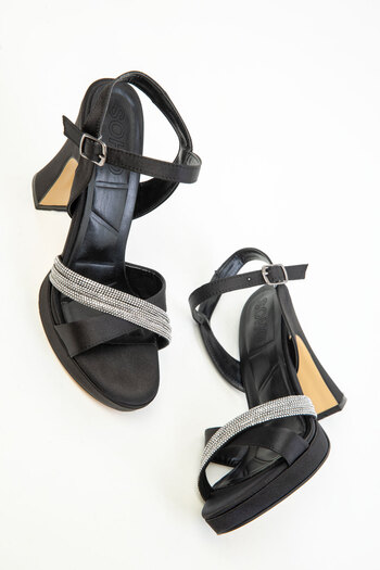 SOHO Black Satin Women's Classic Heeled Shoes 20319