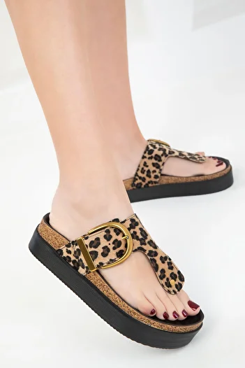 SOHO Leopard Patterned Women's Slippers - 20348