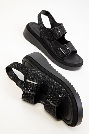 SOHO Women's Black Suede Sandals 20358
