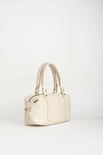 Vivaq Women's Hydrangea Cream Design Cracked Shiny Leather Lined Zipper Closure Handbag and Shoulder Bag
