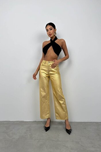 Kokosh moda Metallic High Waist Trousers