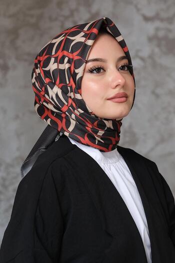 AFVENTE Rings Pattern Red Cotton Scarf