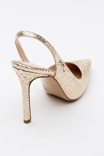 LuviShoes TWİNE Altın Desenli Kadın Topuklu Ayakkabı