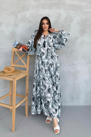 ASEDE 100% Viscose Bohemian Alaçatı Dress Buttoned Viscose Dress Suitable for Hijab