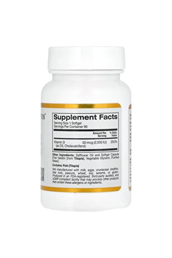 California Gold Nutrition Vitamin D3, 50 mcg (2,000 IU), 90 Fish Gelatin Softgels