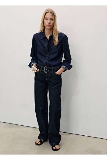 MANGO Woman Low Waisted Straight Cut Jeans with Belt
