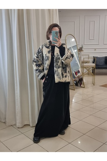 pudubutik Patterned Kimono Coat Ecru