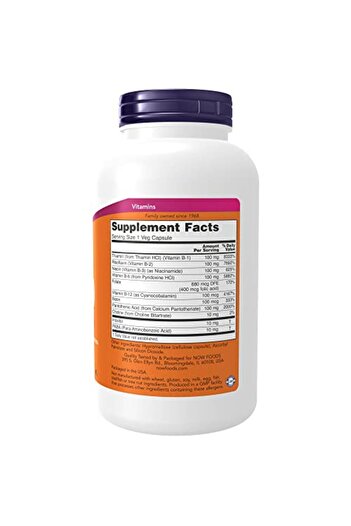 Now Foods NOW Supplements, Vitamin B-100, Energy Production*, Nervous System Health*, 250 Veg Capsules