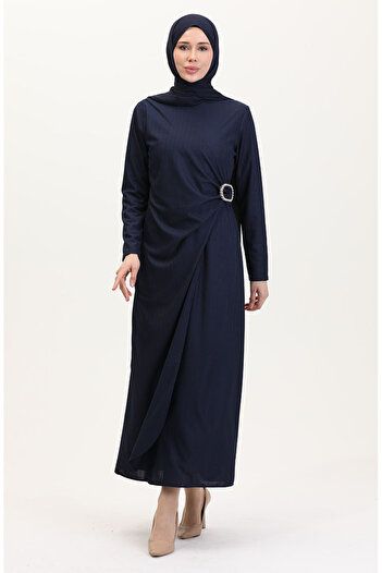 sefamerve Stone Detailed Team Look Dress 4740-02 Navy Blue