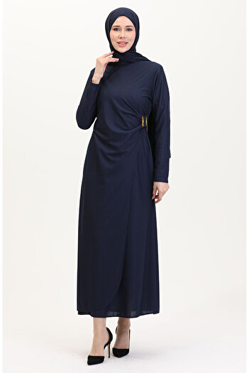 sefamerve Belt Detailed Suit Look Dress 4736-02 Navy Blue