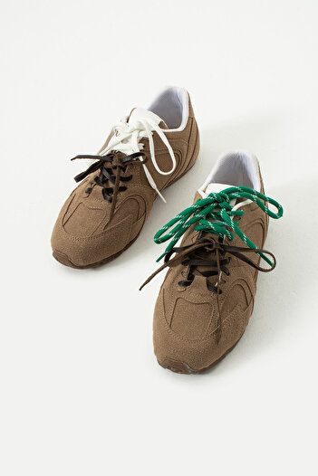 DUXAL SHOES Дамски спортни обувки Brunella Suede Double Color Lace Detail Flat Sole Sneaker