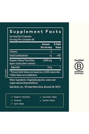 GAIA HERBS Vitex Berry - Hormone Balance & Fertility Support for Women - 120 Vegan Caps (60-Day Supply)
