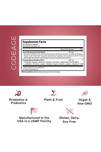 Codeage Women's Probiotics - 50B CFUs - SBO Probiotics & Prebiotics - Vegan, Non-GMO - 60 Capsules