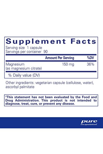 Pure Encapsulations Magnesium Citrate - Sleep, Heart, Brain, Bone, Energy, Muscle & Metabolism Support - 90 Capsules