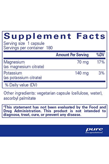 Pure Encapsulations Potassium Magnesium Citrate - Heart & Bone Health - Gluten Free, Non-GMO - 180 Caps