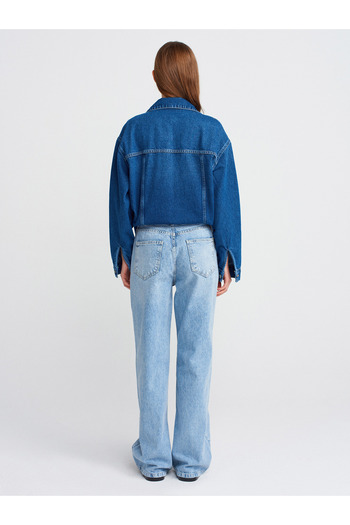 Dilvin 71792 Snow Wash Wideleg Denim Παντελόνι-Μπλε