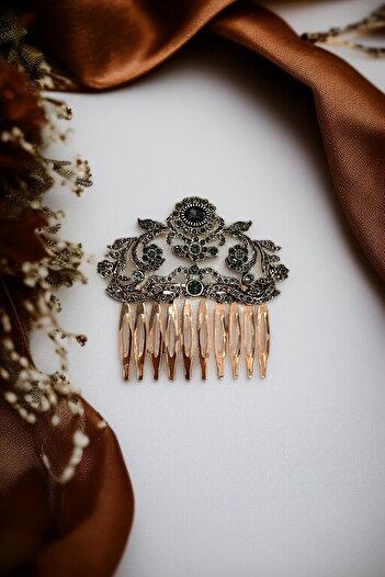 FAYRA ACCESSORIES Vintage Comb Bun Buckle with Crystal Stone