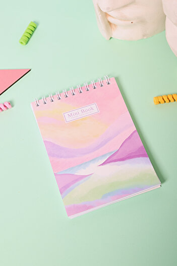 Copyder Pink Pastel Landscape Printed Top Unlined 10X14Cm Small Pocket Size School Notebook