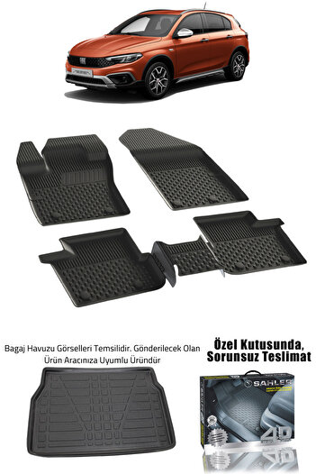 Sahler Fiat Egea Cross Uyumlu 4.5d Premium Paspas Ve Liner 3d Bagaj Havuzu Set