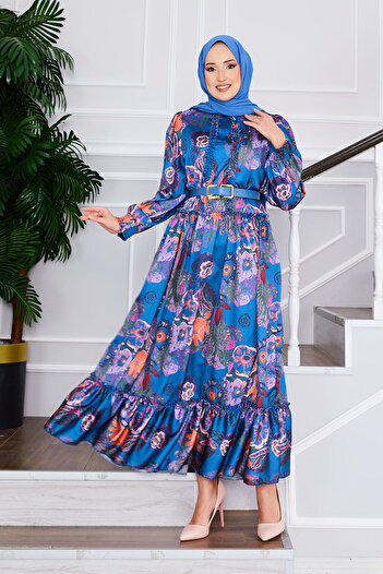 EBRUTESETTÜR Rochie Hijab cu centură cu modele florale