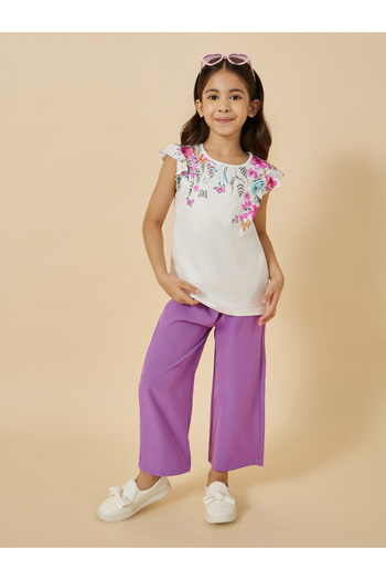 Styli Graphic Print Round Neck Top and Trousers Set