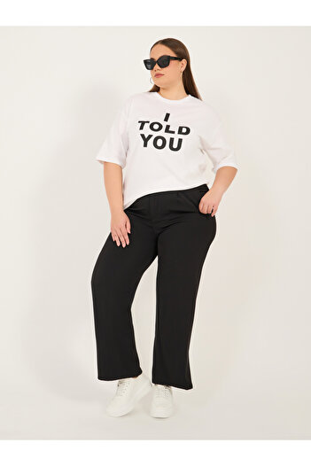 Styli Plus Size Slogan Print Round Neck Oversized T-Shirt