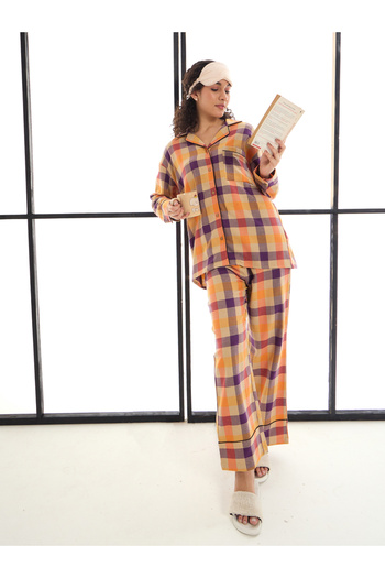 Sassafras By Styli Cotton Checked Shirt and Lounge Pants Set