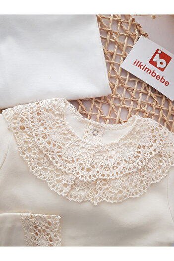ilkimbebe Organic Fabric, Lace Baby Romper, 100% Cotton