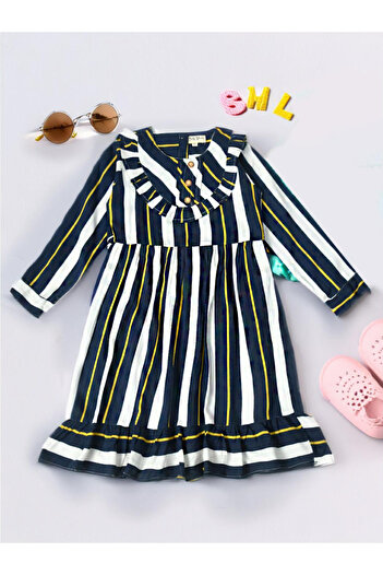 Bella Moda By Styli Striped Round Neck Long Sleeves Dress