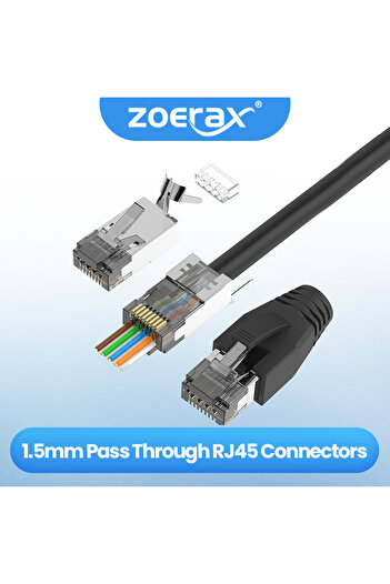 Choice 10PCS ZoeRax 10PCS CAT6A CAT7 Connector,RJ45 Connectors Pass Through CAT7 Shielded, UL-Listed 3-Pron