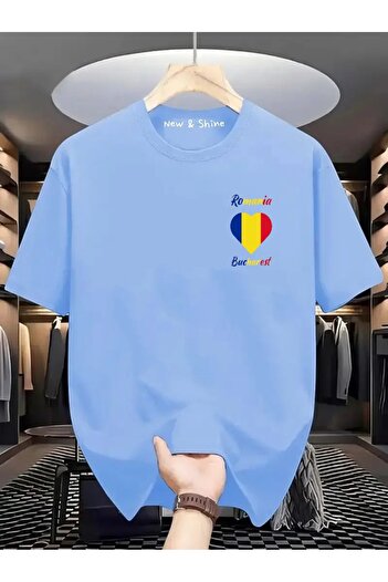 New Shine Μπλουζάκι με σημαία Ρουμανίας με στάμπα στα αριστερά