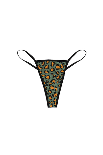 Simi Underwear Σλιπ στρινγκ με στάμπα Leo Green Leopard με κορδόνια στο πλάι