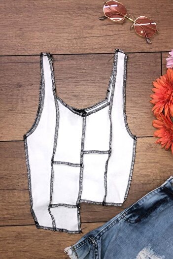 World Fashion Trends 1497 Sleeveless Ribbed White Crop Blouse
