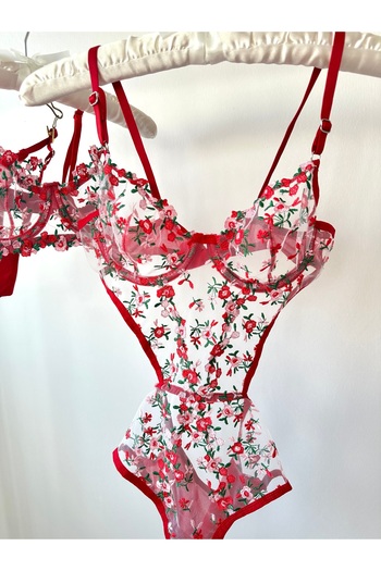 Feruzdesign Women's Red Underwire Alexi Bodysuit