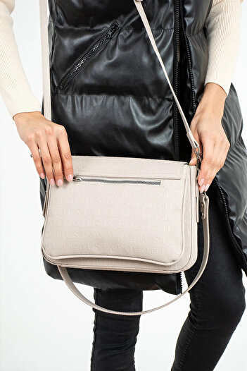 Just Polo Women's Embossed Pattern Large Size Hand and Shoulder Bag