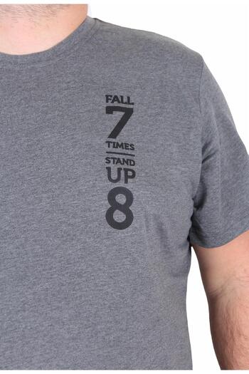 MocGrande Men's Plus Size Crew Neck T-Shirt Stand up 25158 Anthracite Melange