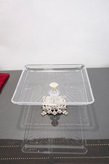 ARGKRİSTAL Silver Detailed Metal Leg 24X24X14 Service and Presentation Board