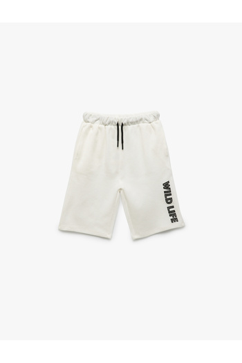 Koton Elastic Waist Regular Fit Ecru Boys Shorts 5Skb40045Tk