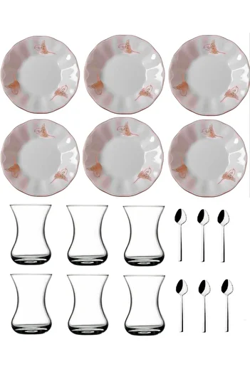 DUKKANI ISTANBUL Tea Set - 18 Pieces and 6-Person Set with Spoons