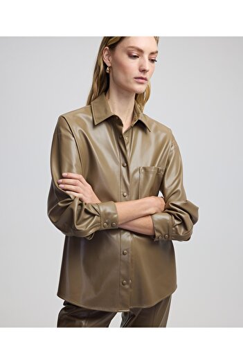 İpekyol Leather Look Pocket Shirt