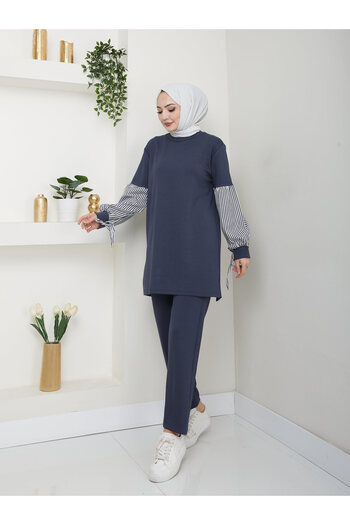 Moda Krash Balloon Sleeve Shirt Detail Sports Suit