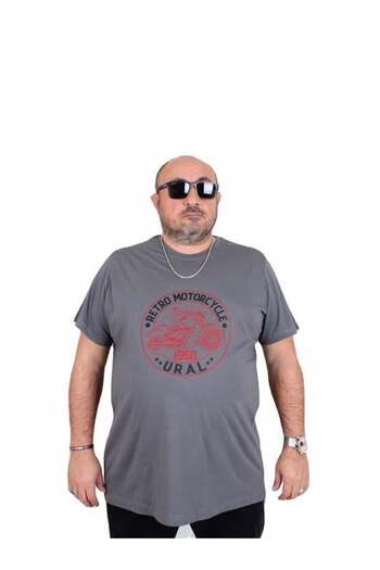 Starbattal Men's Plus Size Crew Neck T-Shirt Motorcycle 25171 Fume