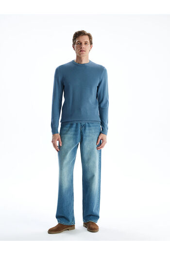 LC Waikiki Blue Crew Neck Men's Knitwear Sweater