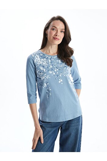 LC Waikiki Γυναικείο μπλουζάκι LCW Grace Crew Neck Floral