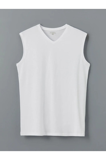 LC Waikiki White V-Neck Combed Cotton Men's Undershirt