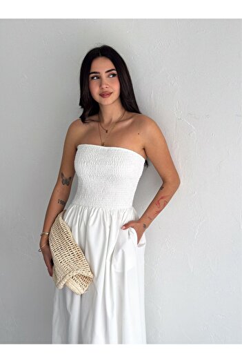 fiolin Dakron Ecru Strapless Dress