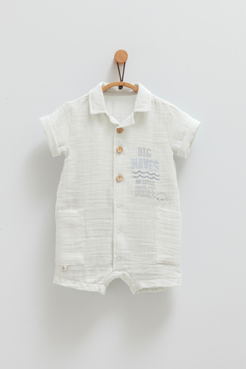 Caramell Little Boy Muslin Fabric Baby Salopet