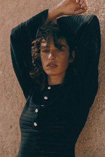 H&M Delik Desenli Triko Elbise