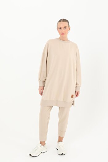 Puane Two Thread Solid Color Ribbed Sweatshirt 30644