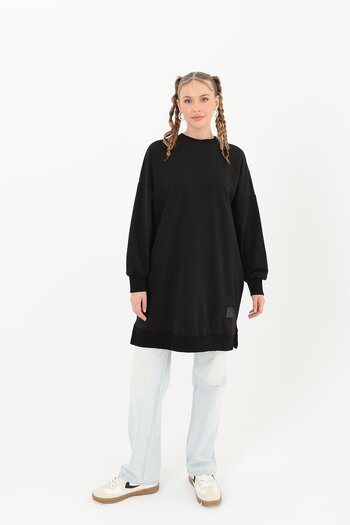 Puane Black Plain Model Sweatshirt - 30644